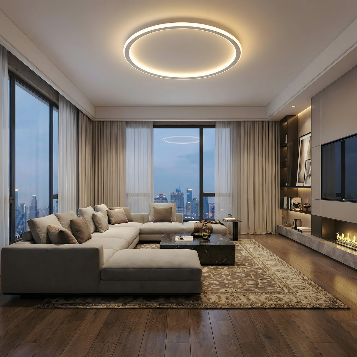 Runde LED-Deckenleuchte Skandinavisches Design Aluminium Esszimmer Wohnzimmer Modern Minimalistisch Dimmbar | Sansoti