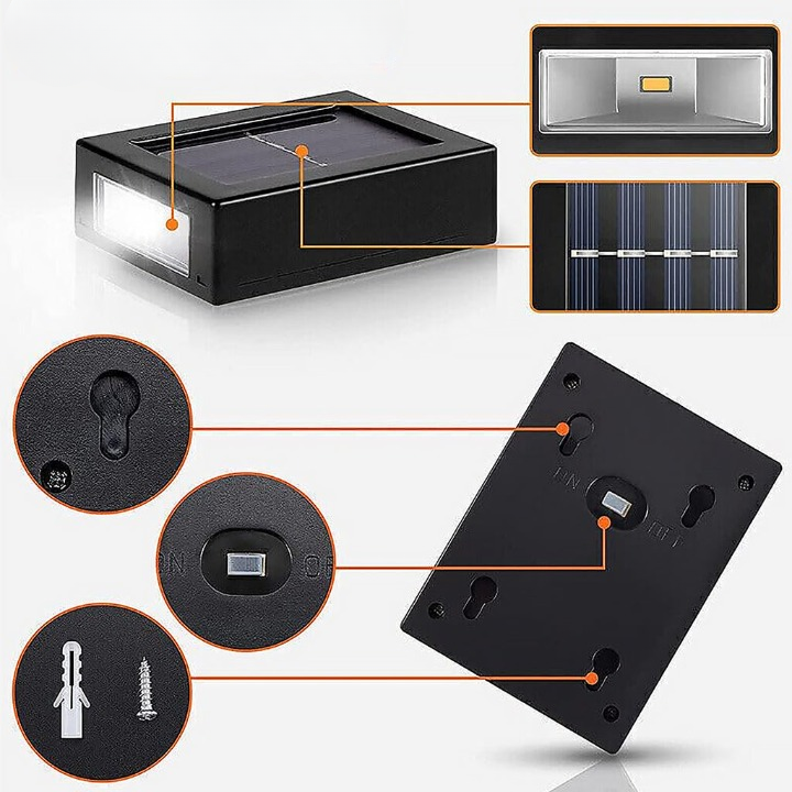 Zonne-energie Buitenwandlamp met Warmwit LED-Licht en IP44 Waterbestendigheid | Sansoti