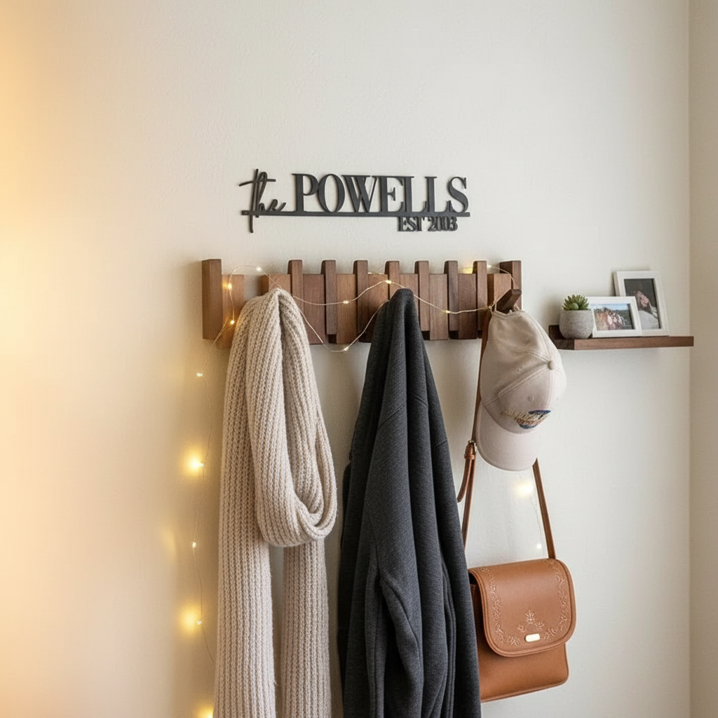 Decoratieve Wandkapstok Hout Piano-Design 4-8 Haken Hallway Organizer Scandinavisch Interieur Garderobe | Sansoti