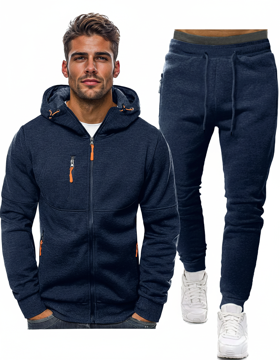 Heren Trainingspak Set met Pullover en Broek Elastisch Ademend Sportkleding Loungewear Zwart Grijs Comfort | Sansoti