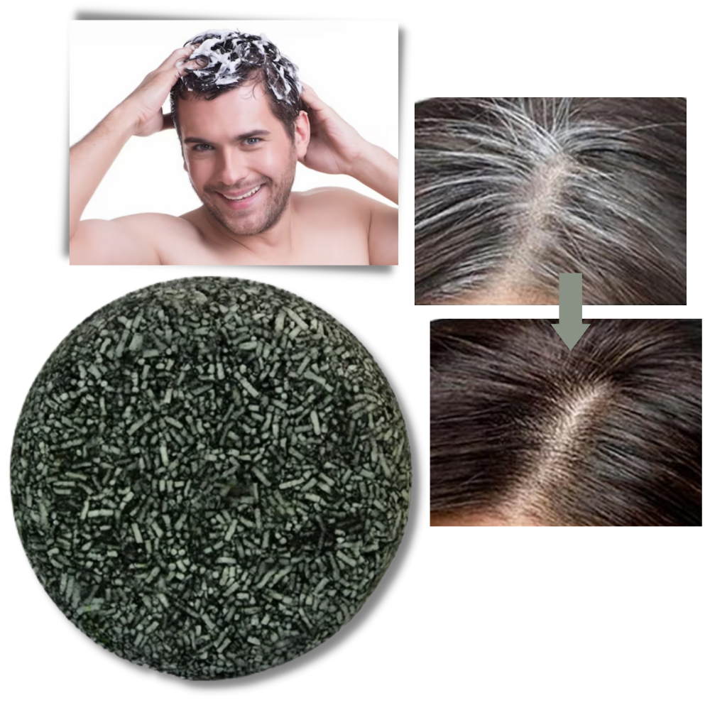 Natuurlijke Haar Verdonkeringsshampoo Bar Grijshaar 55g Plantaardig | Sansoti