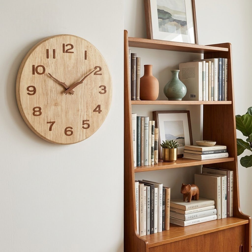 Stille Houten Wandklok Scandinavische Stijl Woonkamer Slaapkamer Decoratie Natuurlijk Hout Interieur | Sansoti