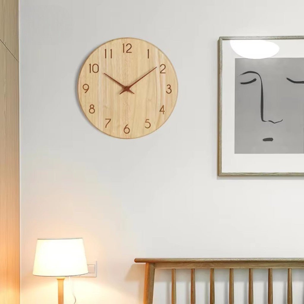 Stille Houten Wandklok Scandinavische Stijl Woonkamer Slaapkamer Decoratie Natuurlijk Hout Interieur | Sansoti