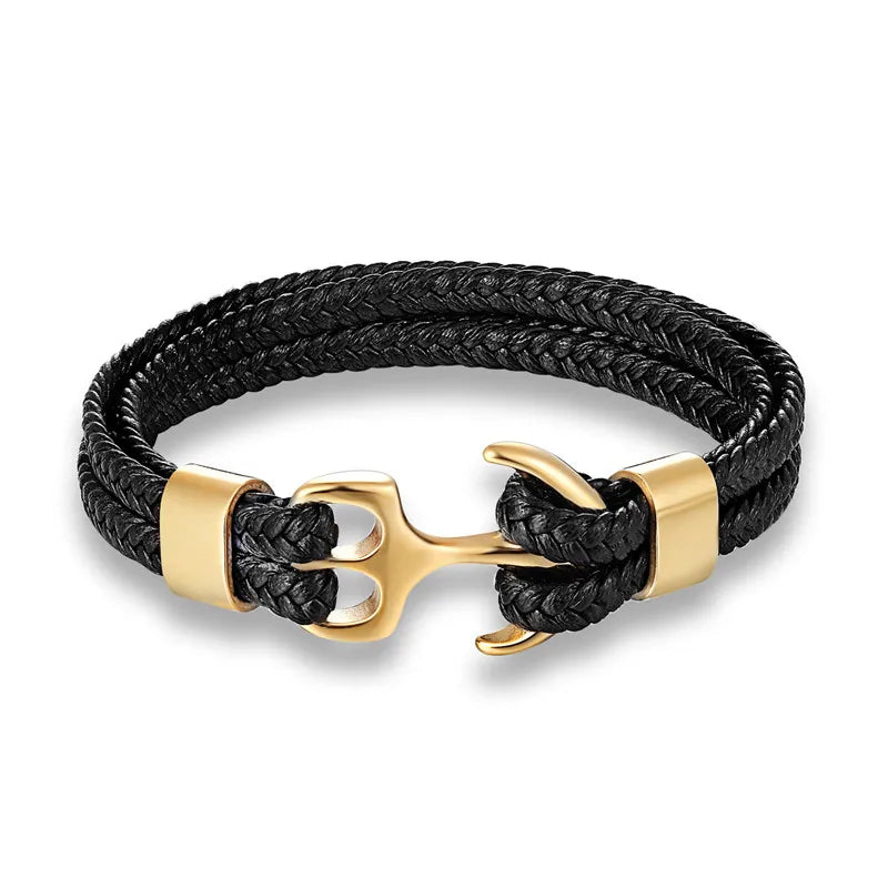 Leren Ankerarmband met Metalen Sluiting voor Stoere Nautische Stijl | Sansoti