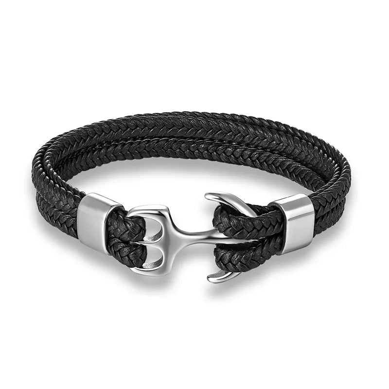 Leren Ankerarmband met Metalen Sluiting voor Stoere Nautische Stijl | Sansoti