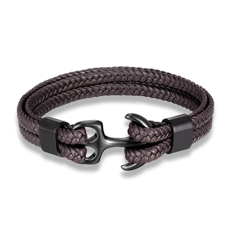Leren Ankerarmband met Metalen Sluiting voor Stoere Nautische Stijl | Sansoti