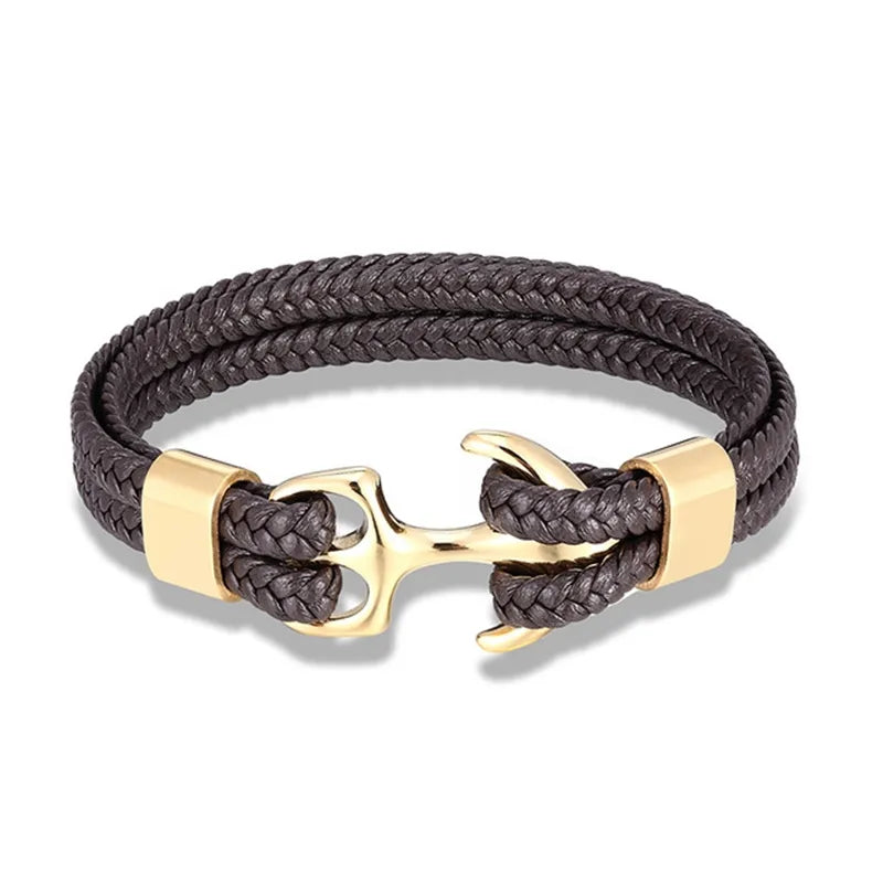 Leren Ankerarmband met Metalen Sluiting voor Stoere Nautische Stijl | Sansoti