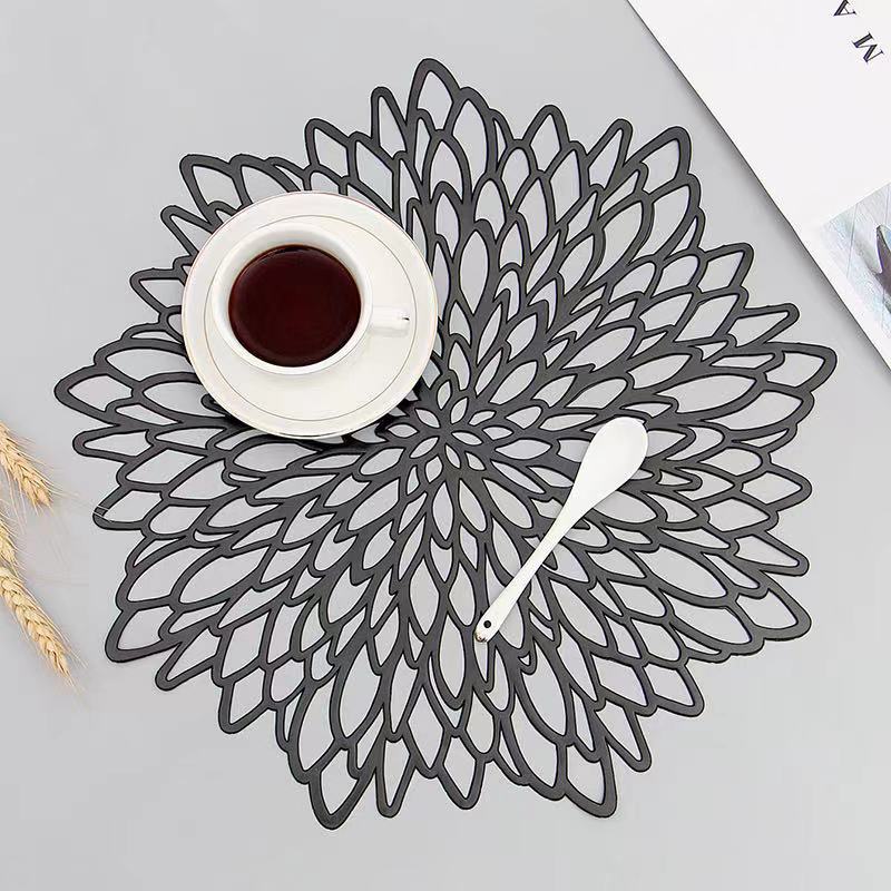 Ronde Placemat met Uitsnijding Nebuladesign Goud Rose Gold Zwart Stijlvol Tafeldecoratie 38cm Diameter PVC Antislip voor Eettafel Diner | Sansoti