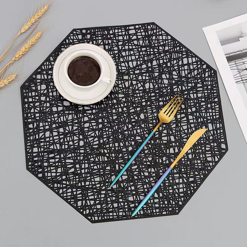 Ronde Placemat met Uitsnijding Nebuladesign Goud Rose Gold Zwart Stijlvol Tafeldecoratie 38cm Diameter PVC Antislip voor Eettafel Diner | Sansoti