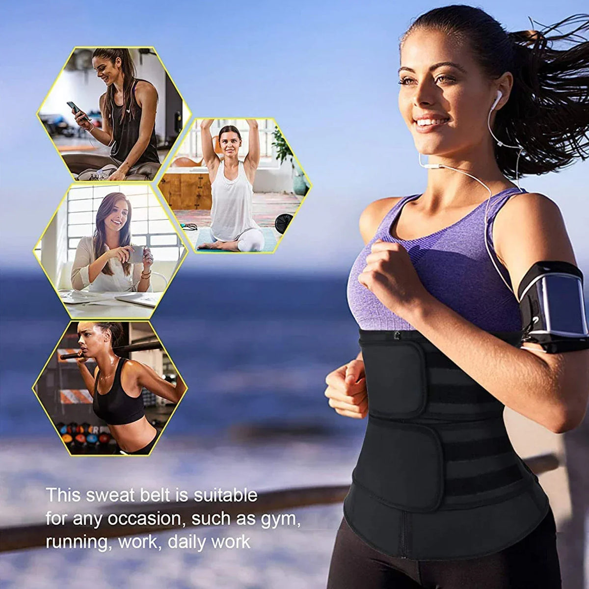 Neopren-Taillengürtel für Fitness und Sport, Schweiß- und Saunaeffekt, verstellbar, für Damen und Herren, Training, Workout und Gewichtsabnahme | Sansoti