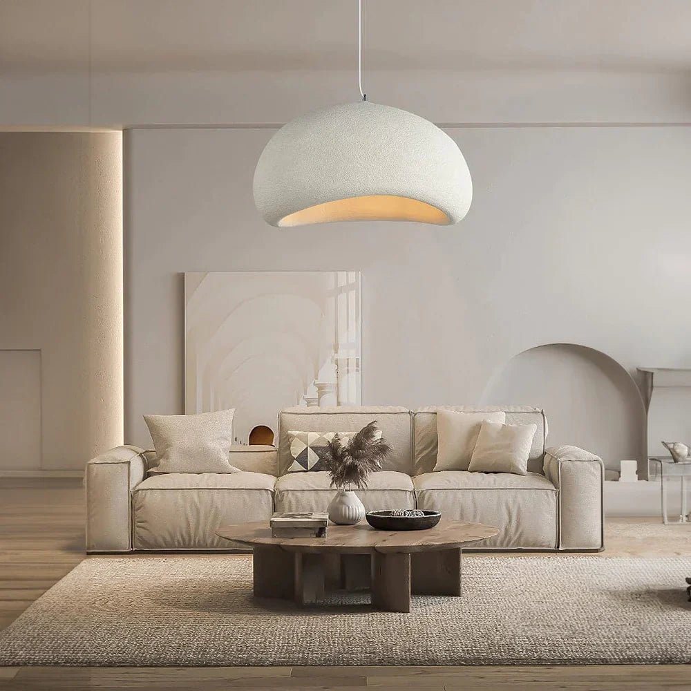 Minimalistische Hanglamp met Natuurlijke Textuur en Warm Sfeerlicht voor Eetkamer en Woonkamer | Sansoti