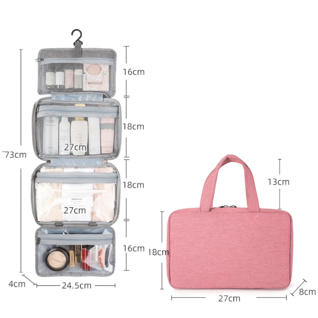 Hanging Toiletry Bag with Removable Organizers, Hook and Compartments, Waterproof for Shower, Bathroom, Travel and Camping | Sansoti