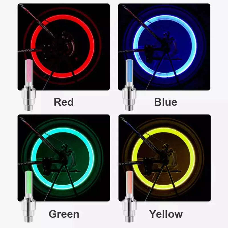 LED Bicycle Valve Caps Motion Sensor Blue Red Green Yellow Safety Lighting Night Cycling Wheel Lights | Sansoti