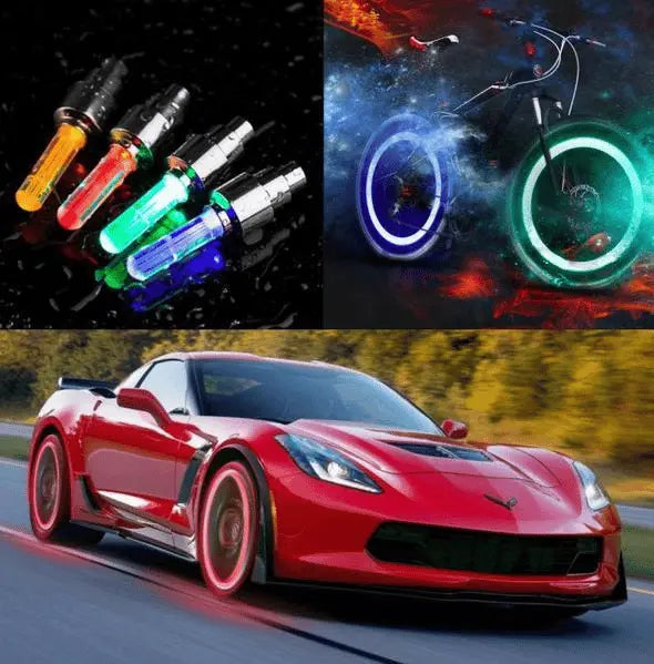 LED Bicycle Valve Caps Motion Sensor Blue Red Green Yellow Safety Lighting Night Cycling Wheel Lights | Sansoti