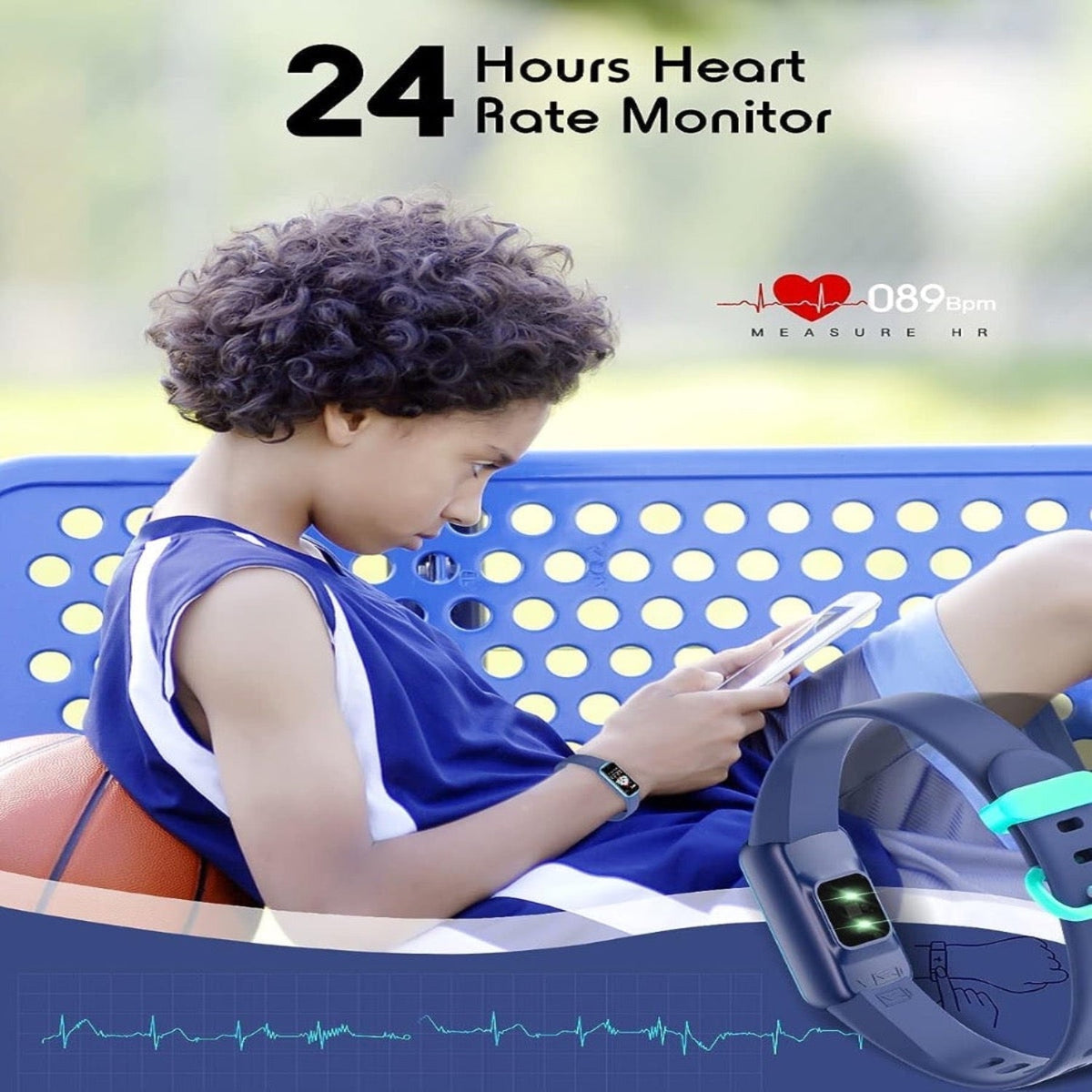 Activiteitentracker Smartwatch voor Kinderen met Stappenteller Hartslagmeter GPS Bluetooth Waterdicht Sport | Sansoti