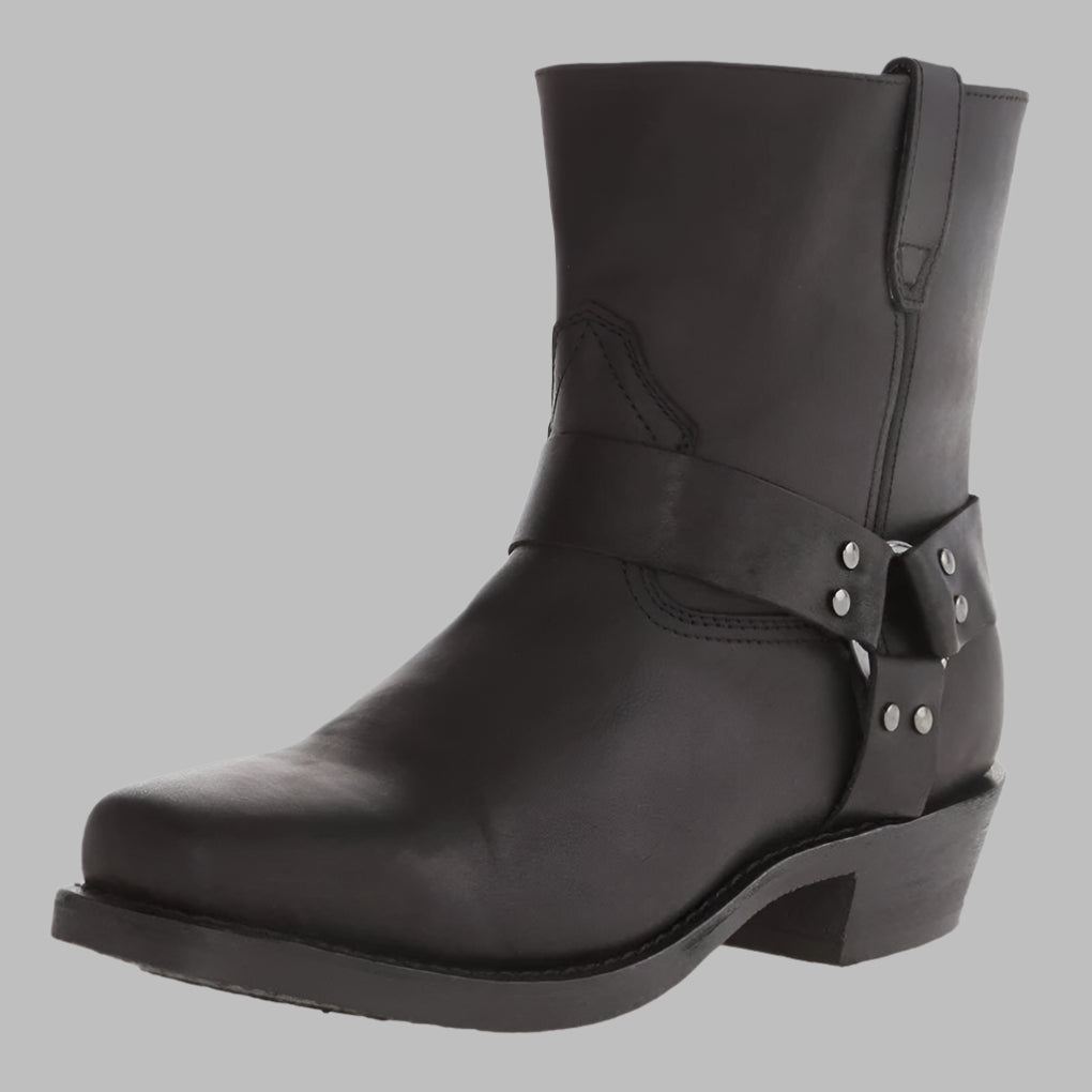 Leren Western Laarzen met Gesp Heren Zwart Bruin Stoer Cowboy Design Comfort Enkel Boots Casual Dagelijks | Sansoti