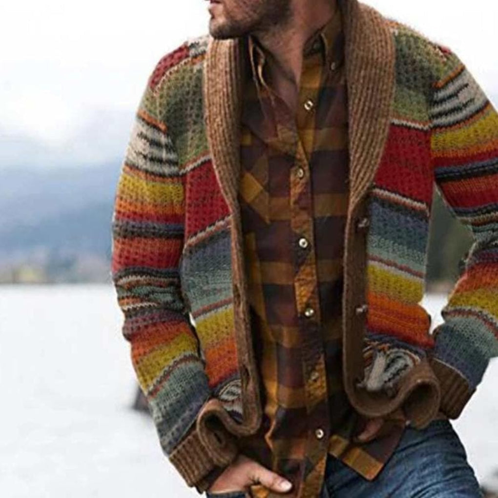 Gestrickte Herrenweste mit Schalkragen, warme Strickjacke mit offener Vorderseite, lockere Passform, bequemer Strickpullover | Sansoti