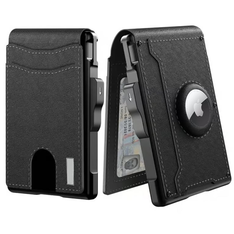 Compacte Portemonnee met RFID-bescherming Geldclip Aluminium Leer Kaarthouder voor 18 Passen Stijlvol Slim | Sansoti