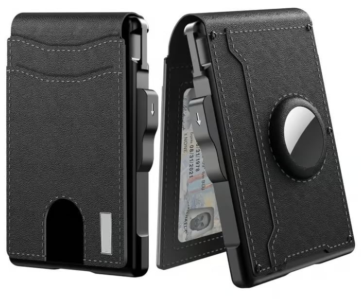 Compacte Portemonnee met RFID-bescherming Geldclip Aluminium Leer Kaarthouder voor 18 Passen Stijlvol Slim | Sansoti