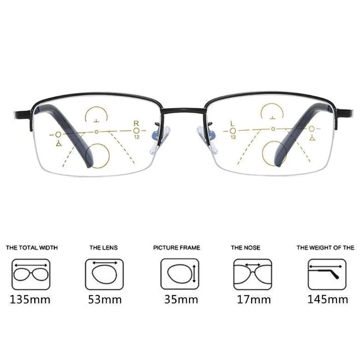 Progressieve Titanium Leesbril Multifocaal Dichtbij Veraf Blauwlichtfilter Ultralicht 17g Unisex Brillen | Sansoti