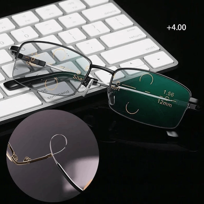 Progressieve Titanium Leesbril Multifocaal Dichtbij Veraf Blauwlichtfilter Ultralicht 17g Unisex Brillen | Sansoti