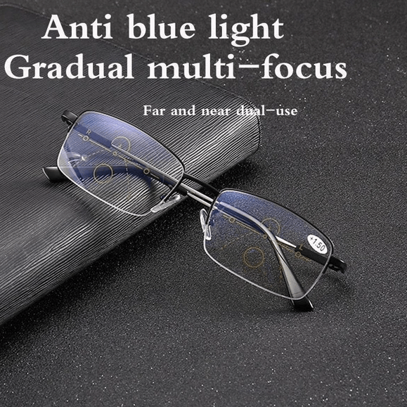Progressieve Titanium Leesbril Multifocaal Dichtbij Veraf Blauwlichtfilter Ultralicht 17g Unisex Brillen | Sansoti