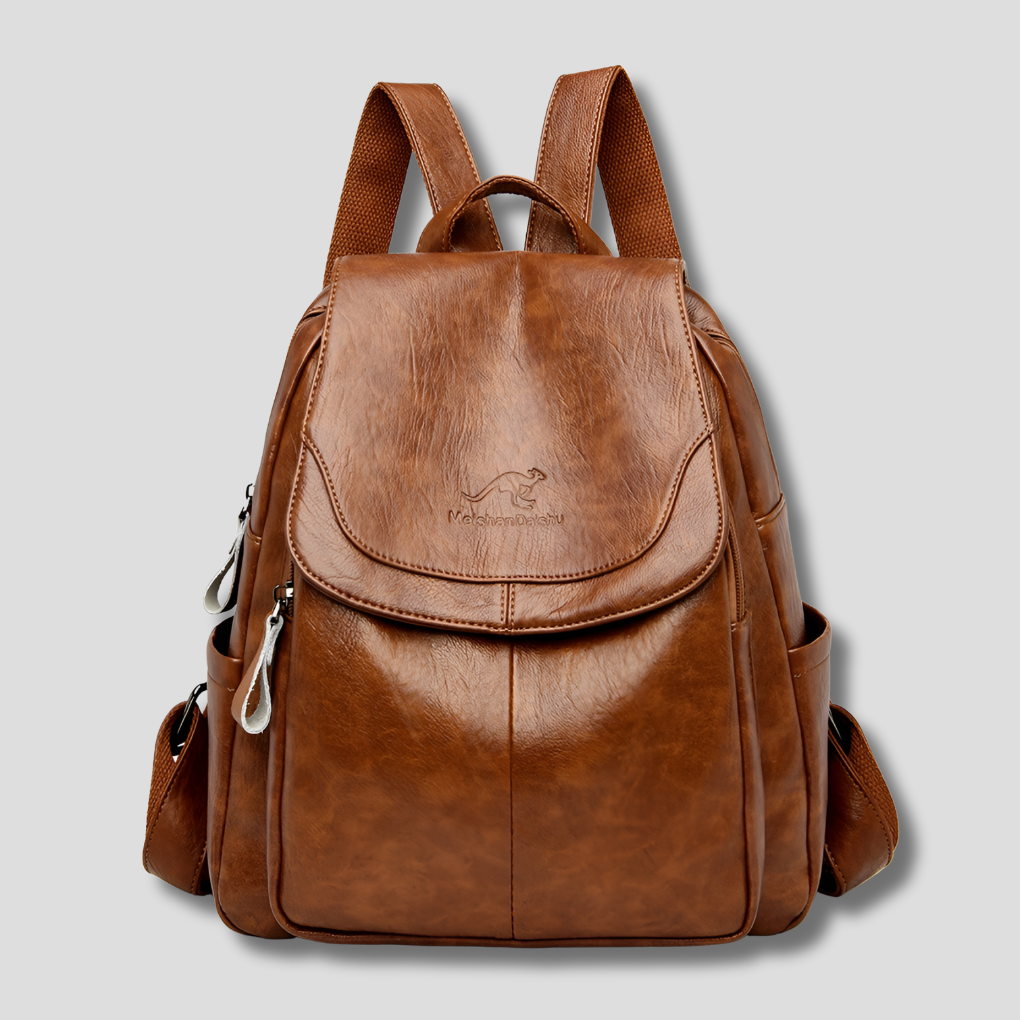 Leather Women's Backpack with Textured Finish Anti-Theft Protection Adjustable Straps for Everyday Use | Sansoti