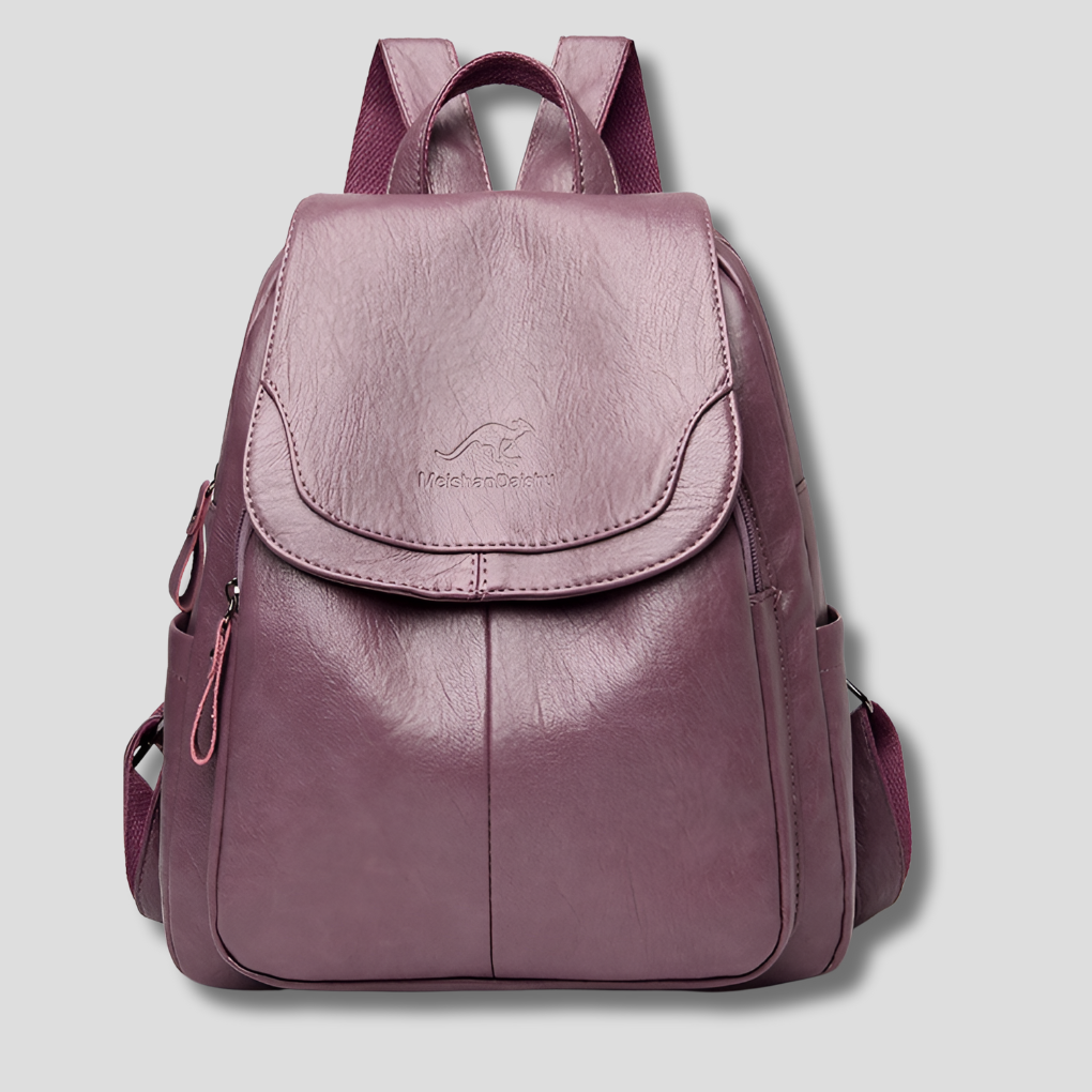 Leather Women's Backpack with Textured Finish Anti-Theft Protection Adjustable Straps for Everyday Use | Sansoti