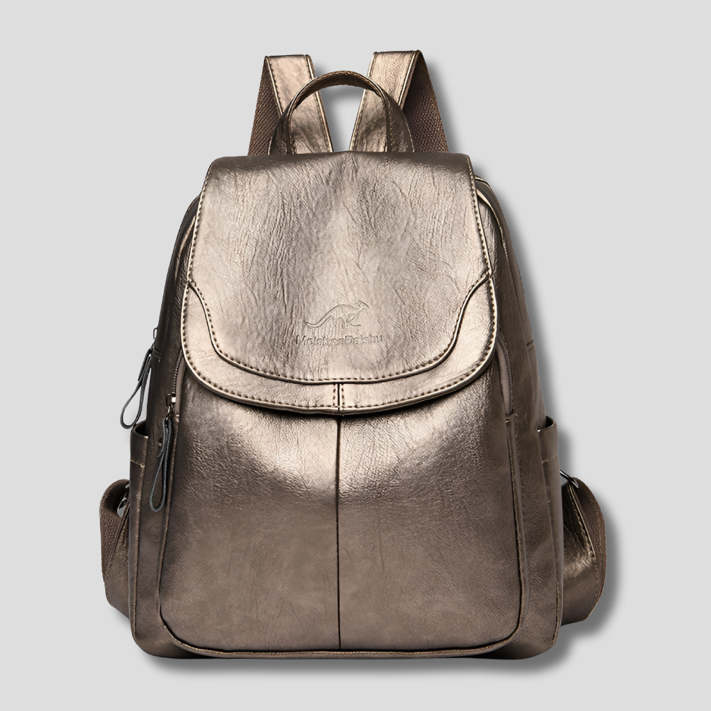 Leather Women's Backpack with Textured Finish Anti-Theft Protection Adjustable Straps for Everyday Use | Sansoti