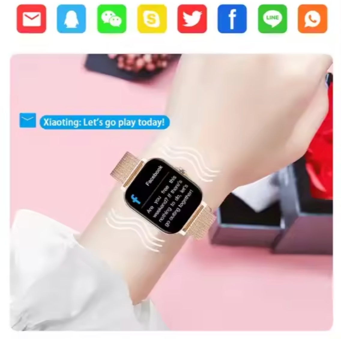 Women's Smartwatch with Metal Strap, Heart Rate Monitor, Step Counter, Sleep Analysis, Blood Pressure Monitor, Fitness Tracker | Sansoti
