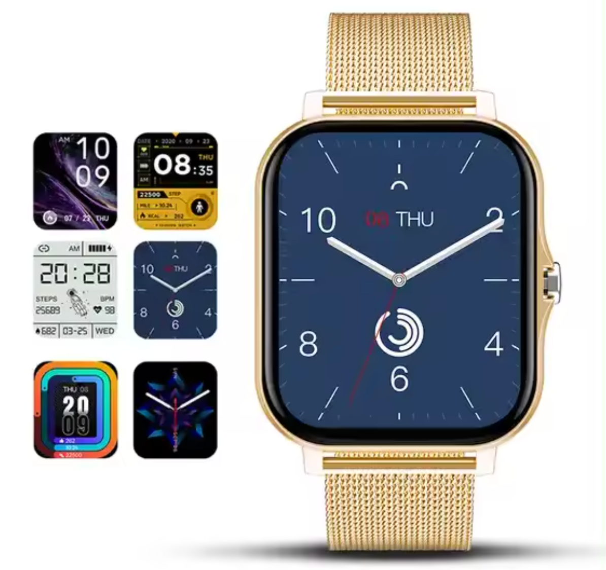 Women's Smartwatch with Metal Strap, Heart Rate Monitor, Step Counter, Sleep Analysis, Blood Pressure Monitor, Fitness Tracker | Sansoti