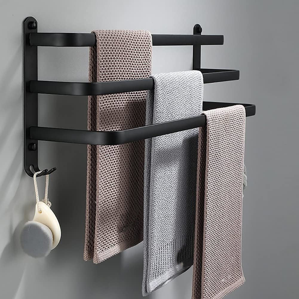 Wandrek Badkamer Aluminium 40cm/60cm met Handdoekstang Zwart Wit | Sansoti