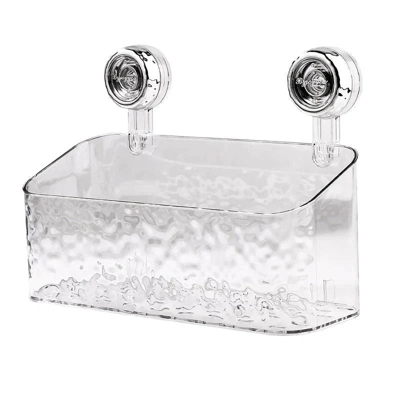 Étagère murale de salle de bains à ventouses, sans perçage, organiseur transparent gris, support de rangement à fixation murale renforcée, tablette de douche | Sansoti