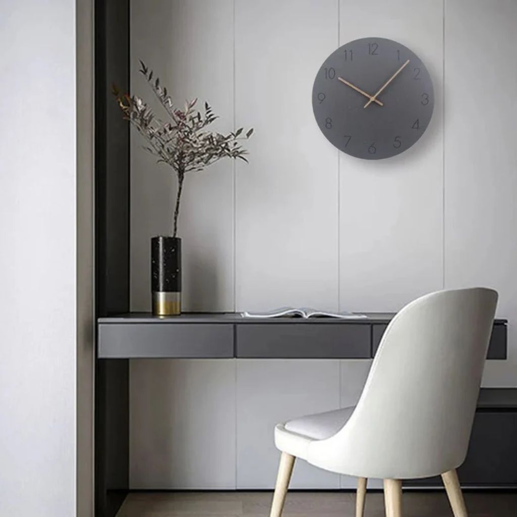 Houten Wandklok Stil Uurwerk Scandinavisch Design 29cm Rond Minimalistisch Woonkamer Slaapkamer Kantoor | Sansoti
