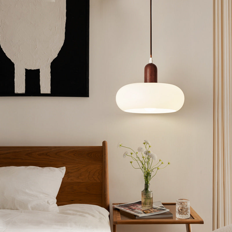Suspension crème en bois et verre, design scandinave E27, réglable, pour salle à manger, bar, intérieur moderne, salon | Sansoti