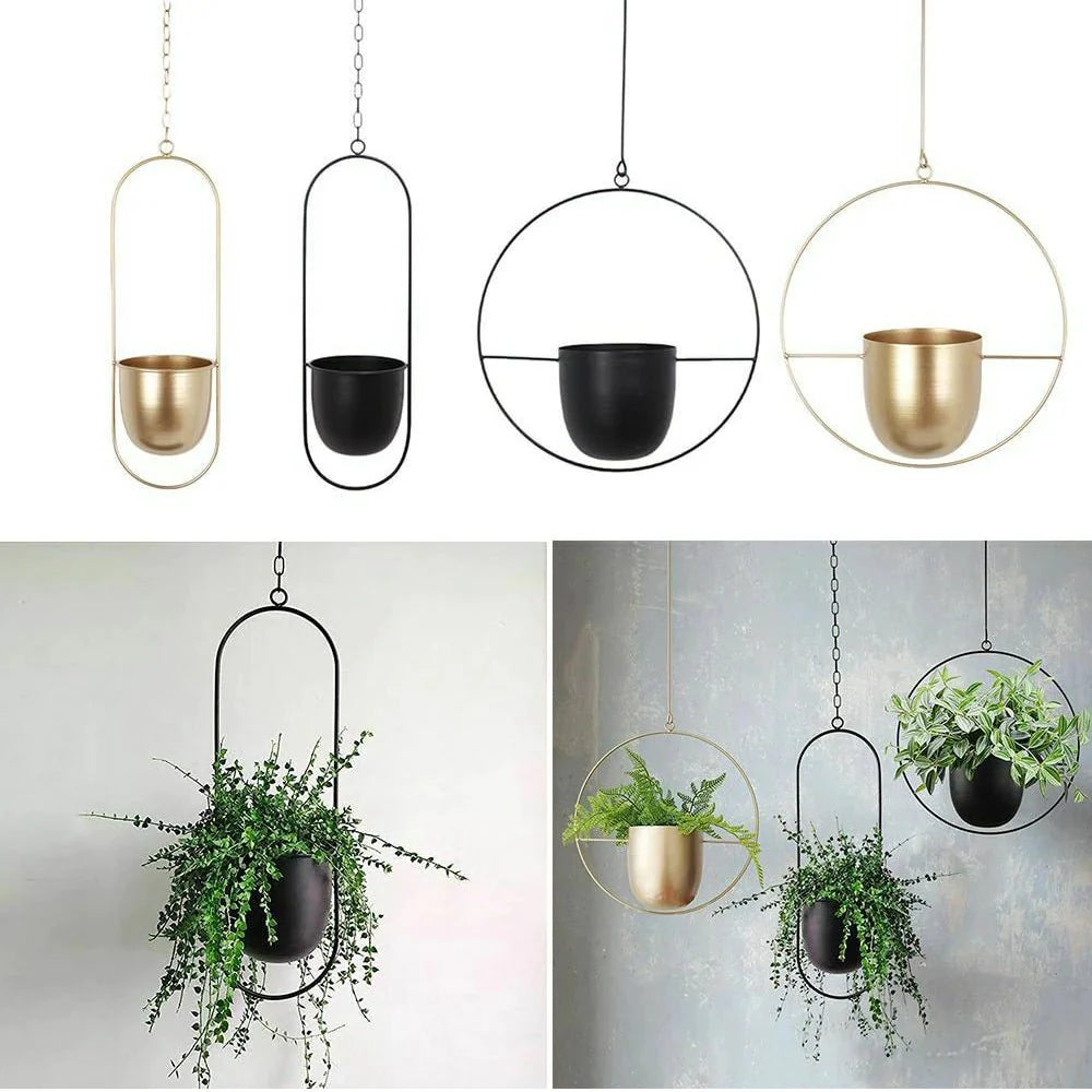 Hangende Plantenpot met Metalen Ring voor Kruiden en Vetplanten Binnen | Sansoti