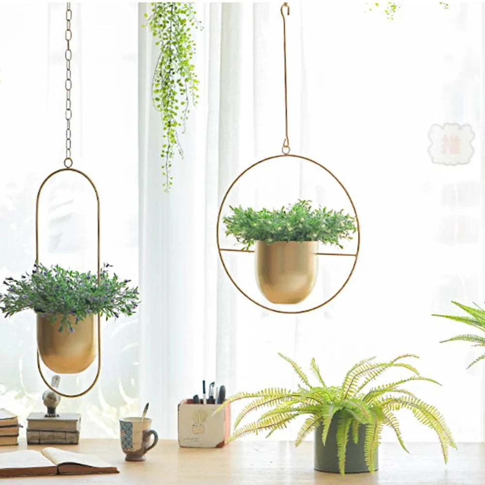 Hangende Plantenpot met Metalen Ring voor Kruiden en Vetplanten Binnen | Sansoti