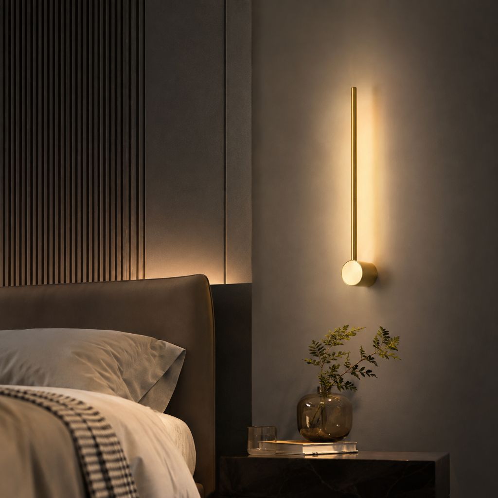Minimalistische LED-Wandleuchte aus Aluminium 60–80 cm Schwarz Gold Wohnzimmer Schlafzimmer Flur Modernes, schlichtes Design | Sansoti