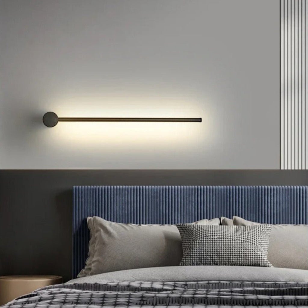 Minimalistische LED-Wandleuchte aus Aluminium 60–80 cm Schwarz Gold Wohnzimmer Schlafzimmer Flur Modernes, schlichtes Design | Sansoti