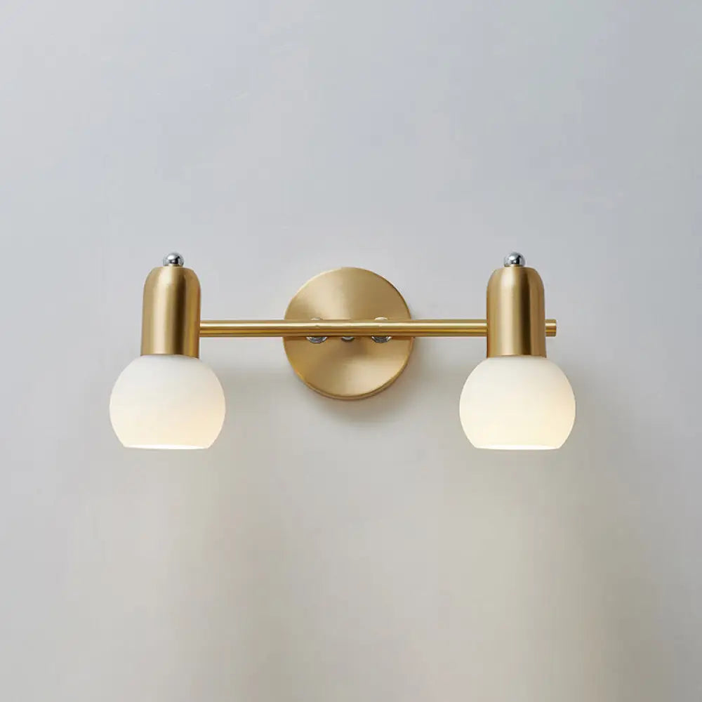 Wandleuchte mit Spiegel, Messing und Glasschirm, Badezimmer- und Flurbeleuchtung, 2 oder 3 Leuchtmittel, modernes Design | Sansoti