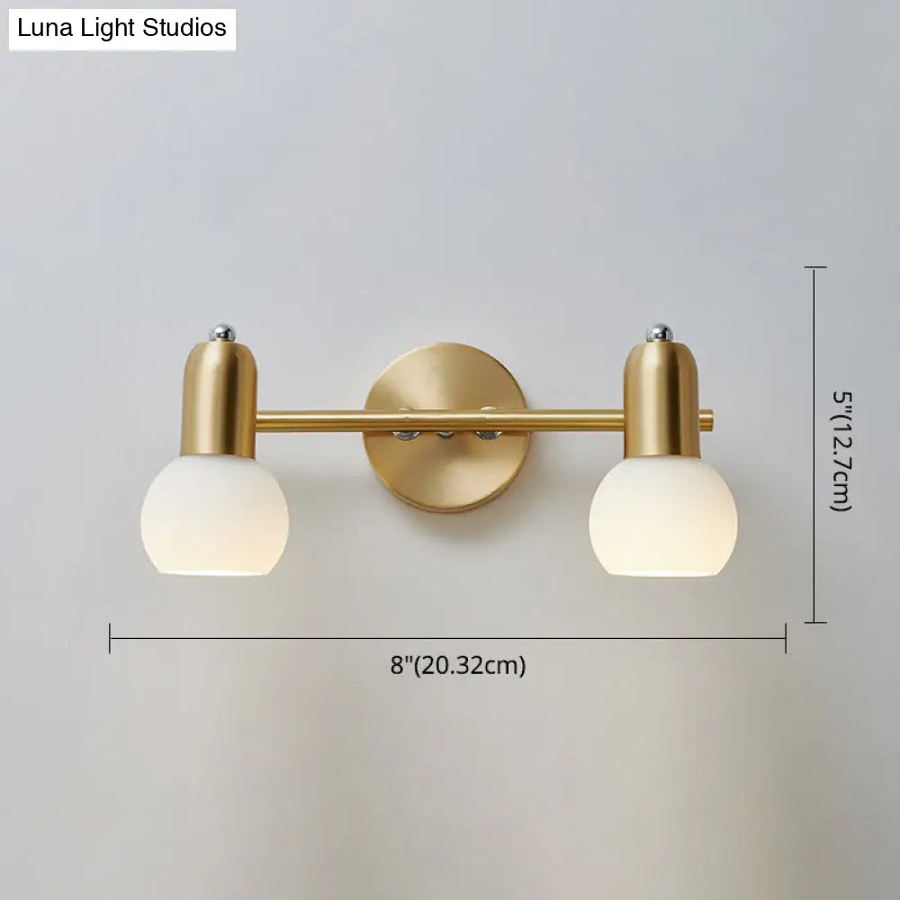 Wandleuchte mit Spiegel, Messing und Glasschirm, Badezimmer- und Flurbeleuchtung, 2 oder 3 Leuchtmittel, modernes Design | Sansoti