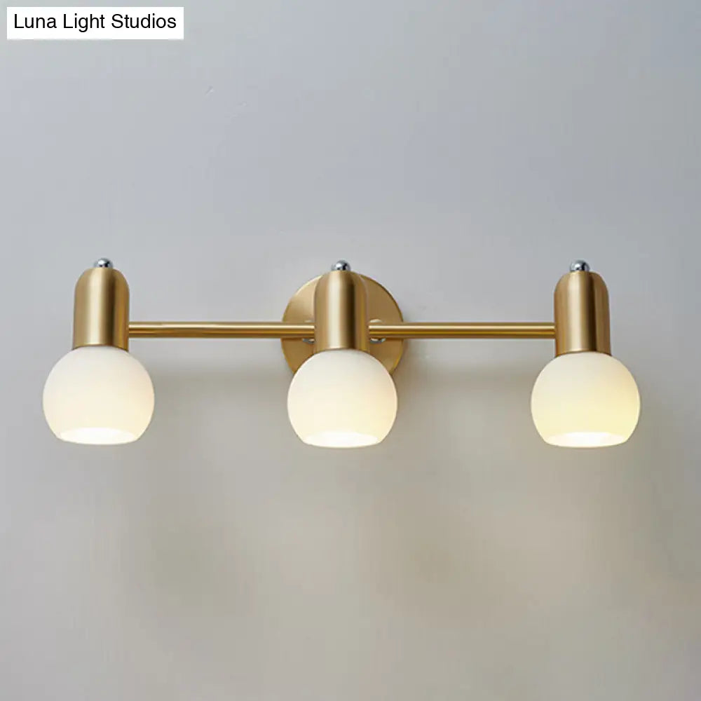 Wandleuchte mit Spiegel, Messing und Glasschirm, Badezimmer- und Flurbeleuchtung, 2 oder 3 Leuchtmittel, modernes Design | Sansoti