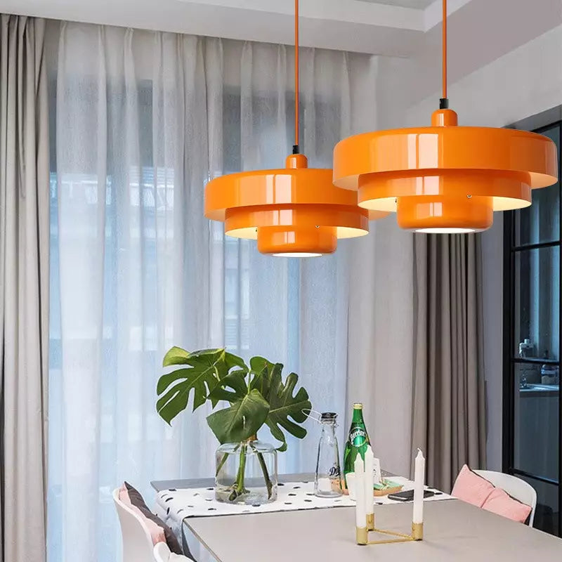 Hanglamp Ijzer Bauhaus Industrieel Oranje Goud Zwart 35cm Pendellamp Eetkamer Slaapkamer | Sansoti