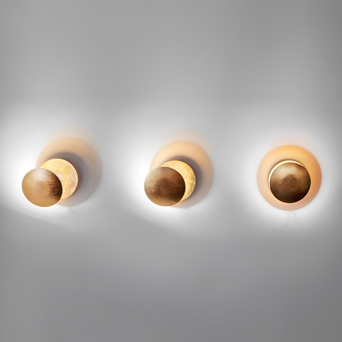 Wandlamp Eclipse Ijzer Koper Goud Woonkamer Slaapkamer Maanlamp Decoratieve Wandverlichting Eclips Sfeerverlichting Hotel Gangpad Artistiek | Sansoti