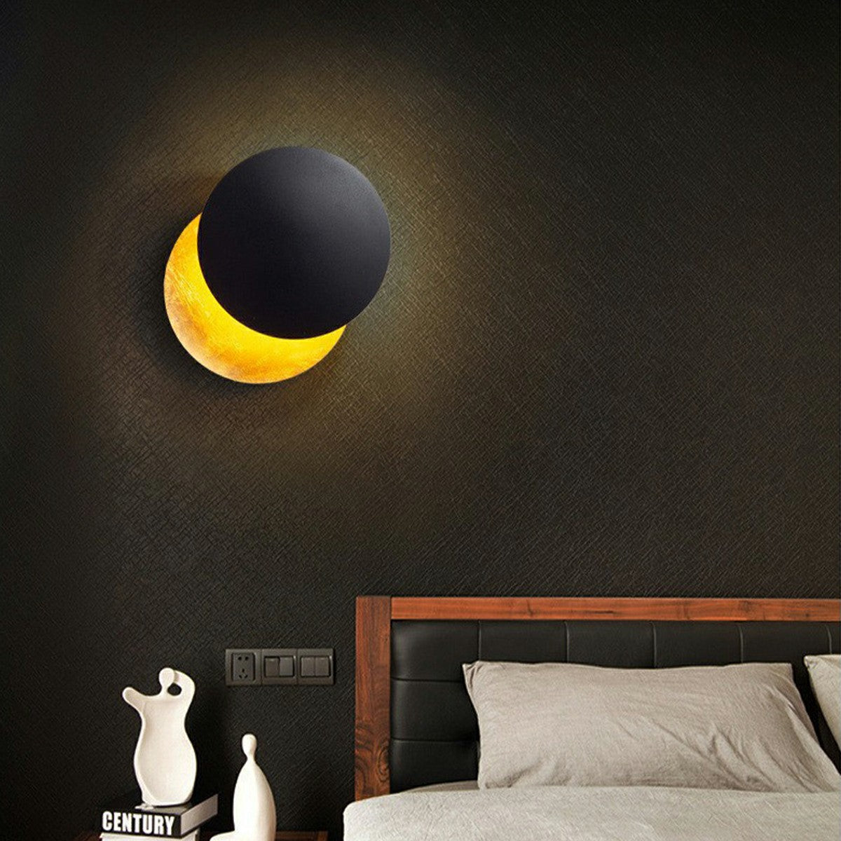 Wandlamp Eclipse Ijzer Koper Goud Woonkamer Slaapkamer Maanlamp Decoratieve Wandverlichting Eclips Sfeerverlichting Hotel Gangpad Artistiek | Sansoti