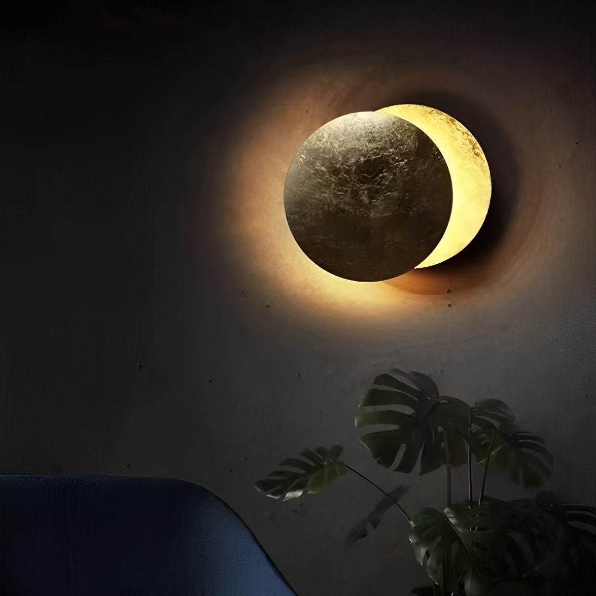 Wandlamp Eclipse Ijzer Koper Goud Woonkamer Slaapkamer Maanlamp Decoratieve Wandverlichting Eclips Sfeerverlichting Hotel Gangpad Artistiek | Sansoti