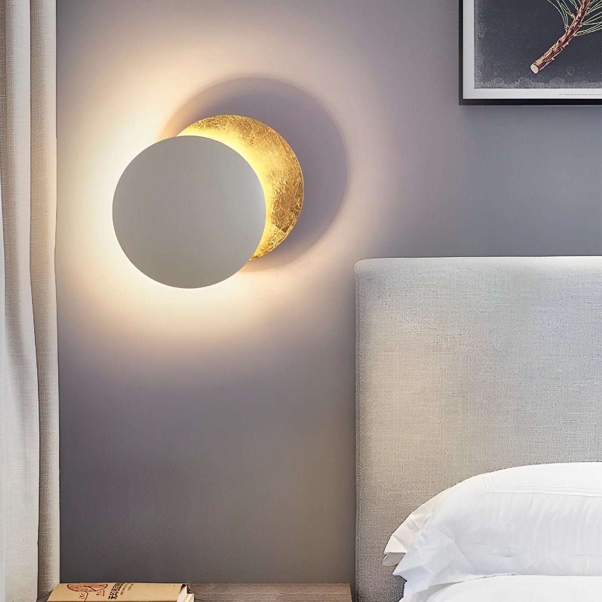Wandlamp Eclipse Ijzer Koper Goud Woonkamer Slaapkamer Maanlamp Decoratieve Wandverlichting Eclips Sfeerverlichting Hotel Gangpad Artistiek | Sansoti