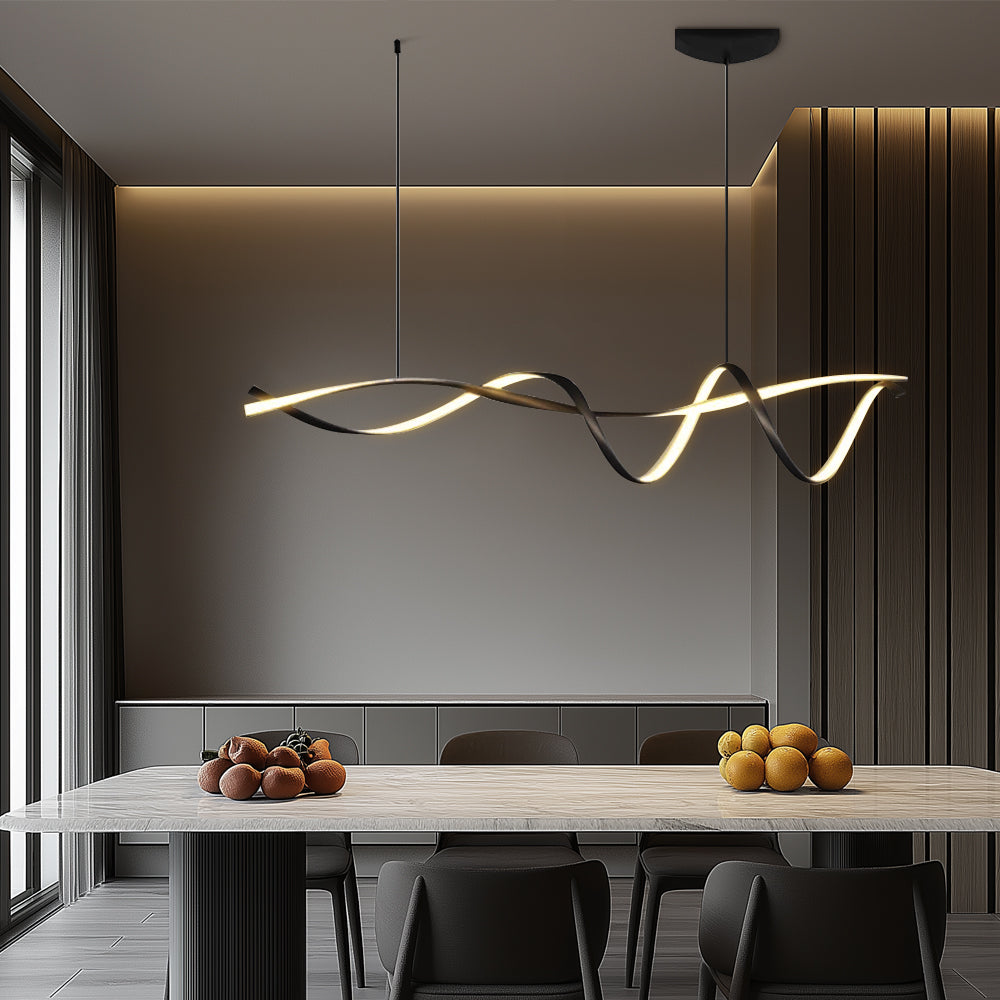 Suspension scandinave pour table de cuisine design linéaire E27 réglable pour salle à manger, îlot de cuisine et bar minimaliste | Sansoti