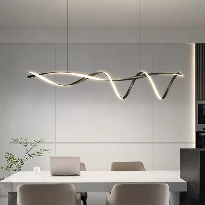 Suspension scandinave pour table de cuisine design linéaire E27 réglable pour salle à manger, îlot de cuisine et bar minimaliste | Sansoti