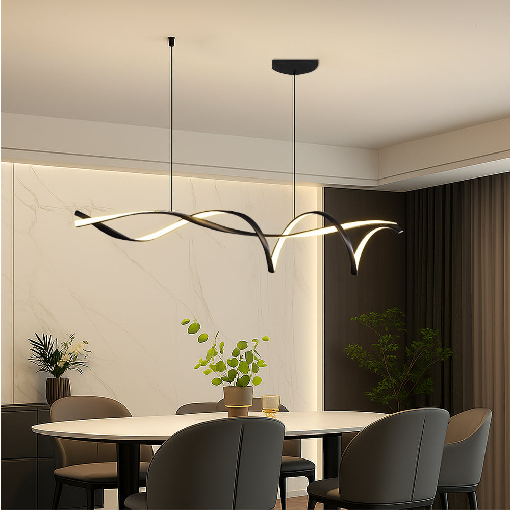 Suspension scandinave pour table de cuisine design linéaire E27 réglable pour salle à manger, îlot de cuisine et bar minimaliste | Sansoti